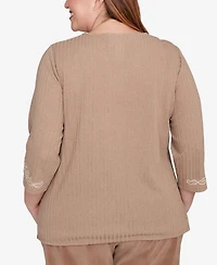 Alfred Dunner Plus Vienna Embroidered Medallion Center Knit Top