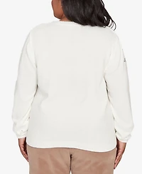 Alfred Dunner Plus Vienna Floral Embroidered Chenille Sweater