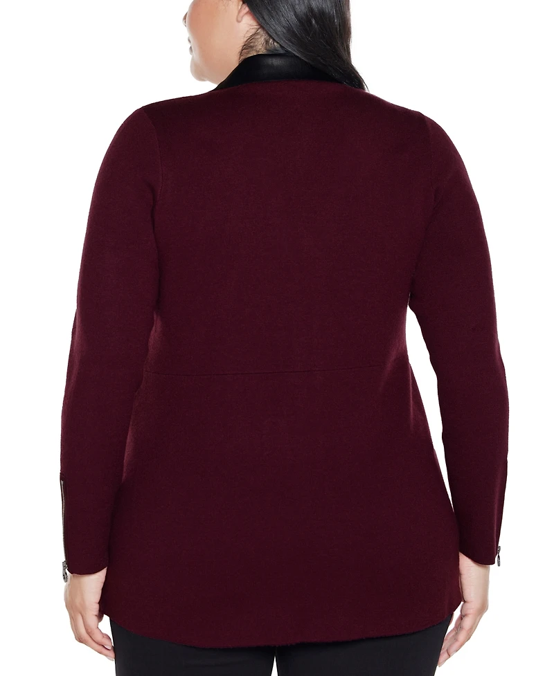 Belldini Plus Black Label Collared Sweater Jacket