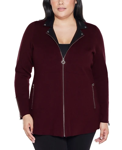 Belldini Plus Black Label Collared Sweater Jacket