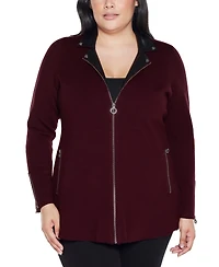 Belldini Plus Black Label Collared Sweater Jacket