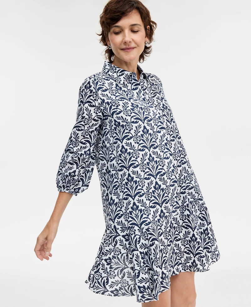 Charter Club Petite 3/4-Sleeve Mini Shirt Dress, Macy's Exclusive