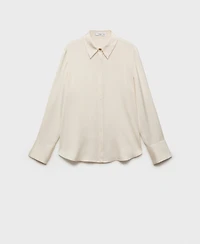 Mango Women's Satin Finish Flowy Shirt