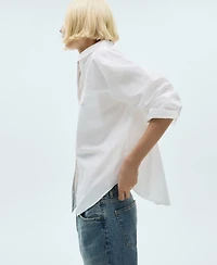 Mango Women's Decorative Button Cotton Shirt