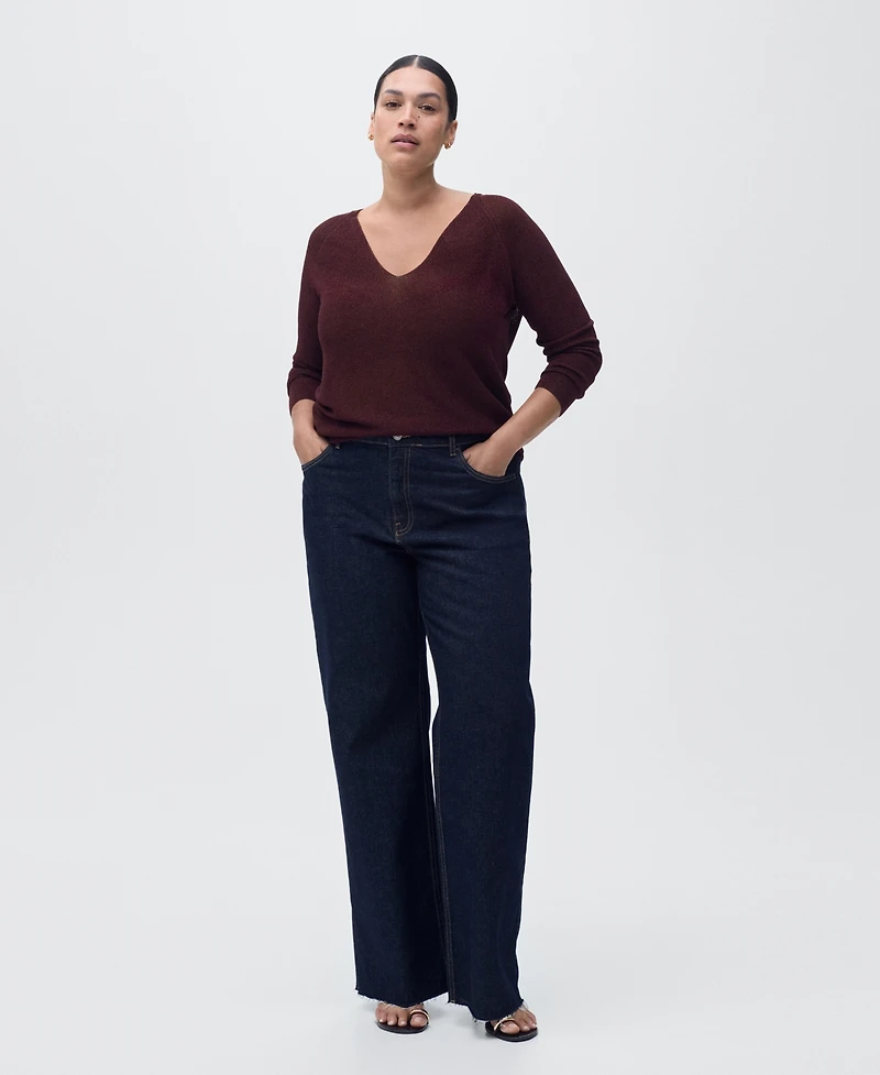 Mango Women's V-Neck Lurex Sweater