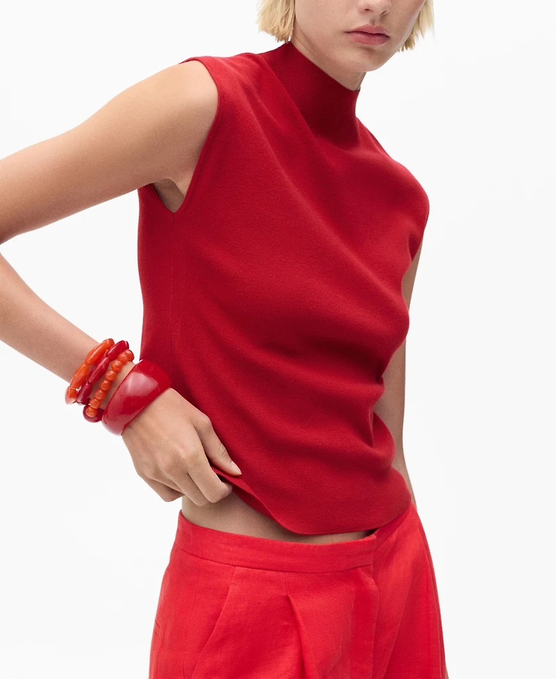 Mango Women's Perkins-Neck Knitted Top