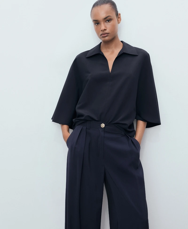 Mango Women's Straight-Fit Pleated Pants