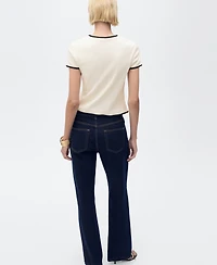 Mango Women's Contrasting Trim Cotton T-Shirt