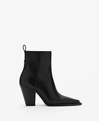 Mango Women's Block Heel Leather Ankle Boots