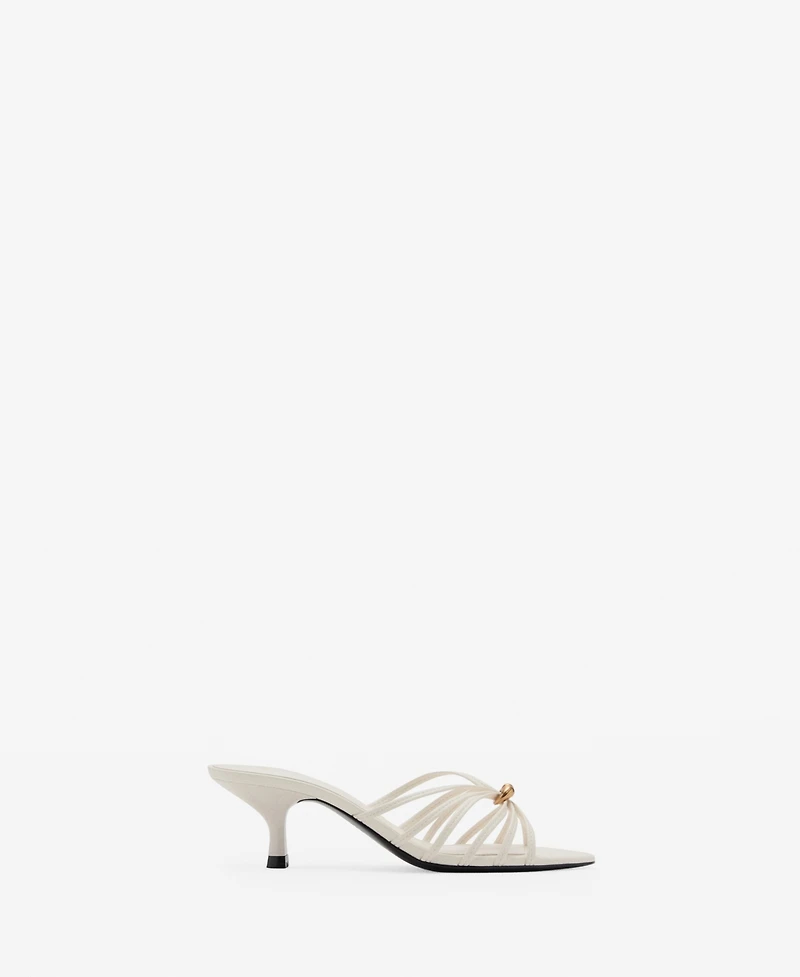 Mango Women's Metallic Detail Kitten Heel Sandals