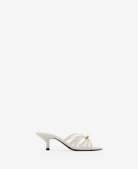 Mango Women's Metallic Detail Kitten Heel Sandals