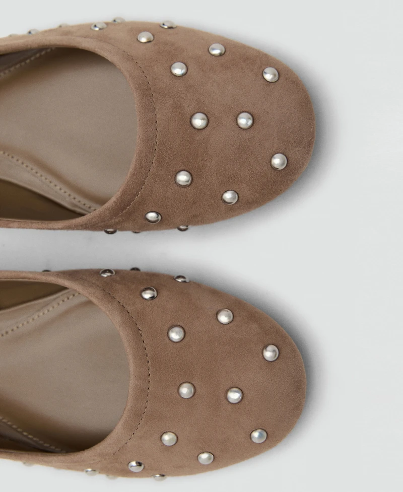 Mango Women's Studded Leather Ballet Flats