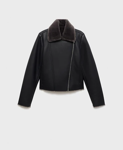 Mango Women's Fur-Effect Biker Jacket