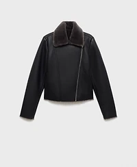 Mango Women's Fur-Effect Biker Jacket