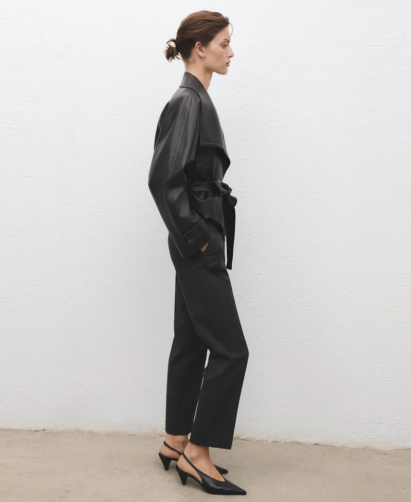 Mango Women's Slim Cropped Pinstripe Pants