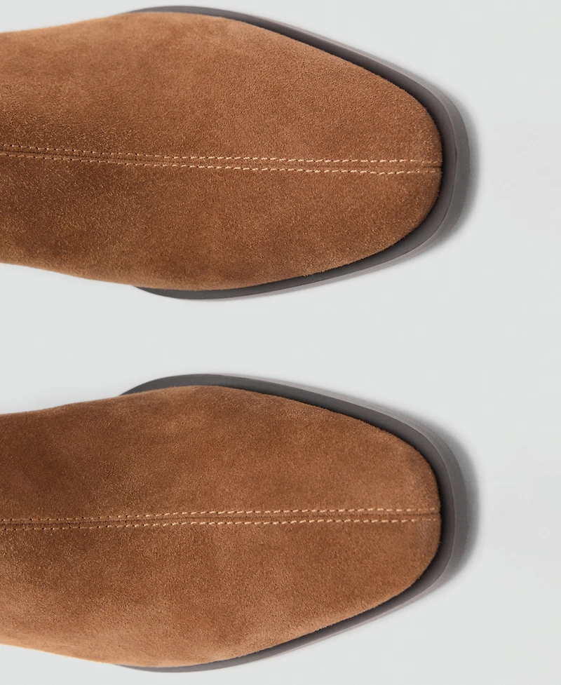 Mango Women's Block Heel Suede Leather Ankle Boots