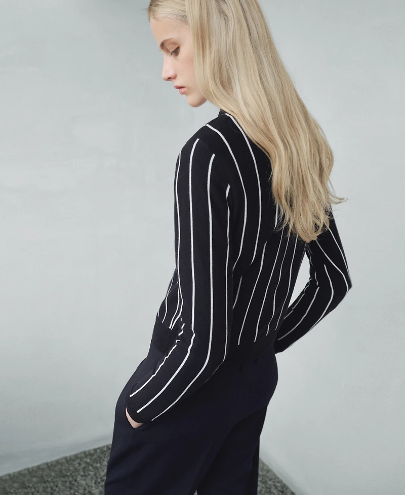 Mango Women's Striped Polo-Neck Sweater