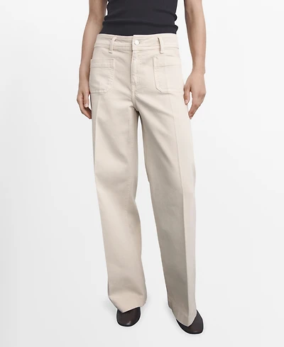 Mango Women's Pockets Wide-Leg Jeans