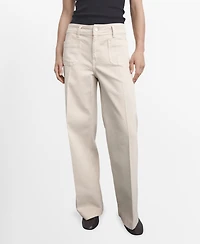 Mango Women's Pockets Wide-Leg Jeans