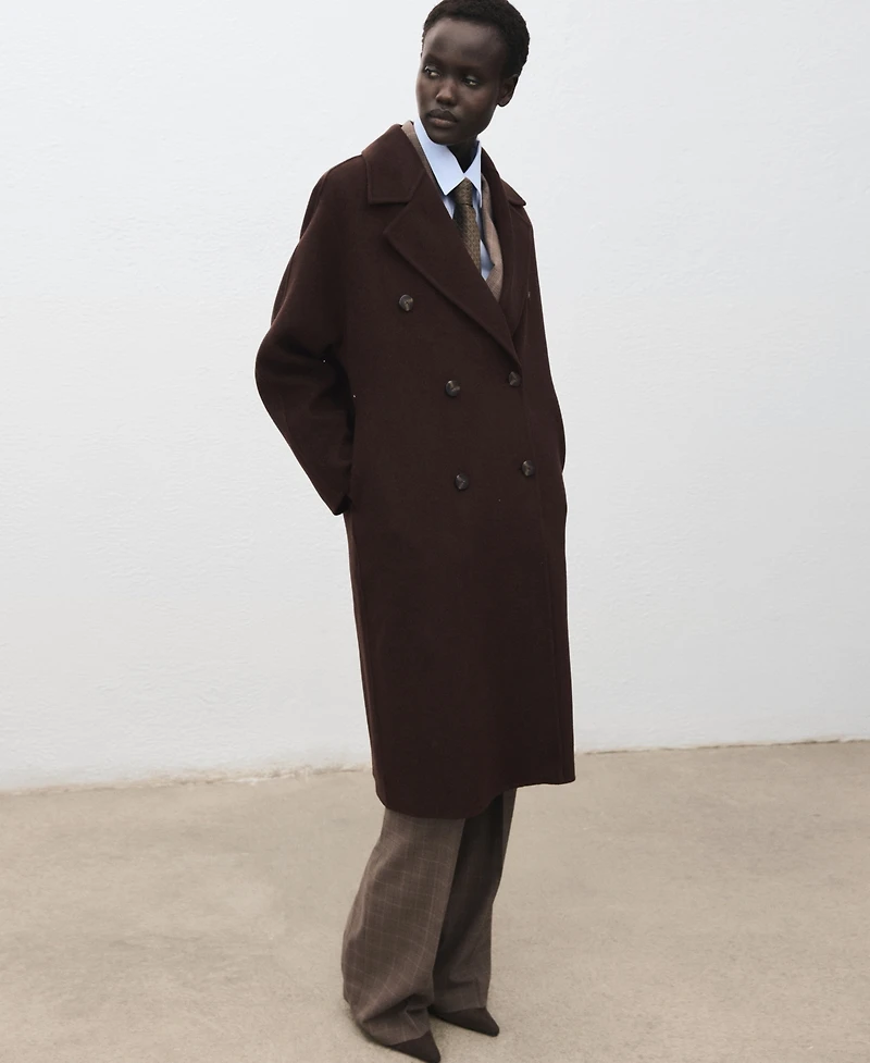 Mango Women's Handmade Oversized Wool Coat