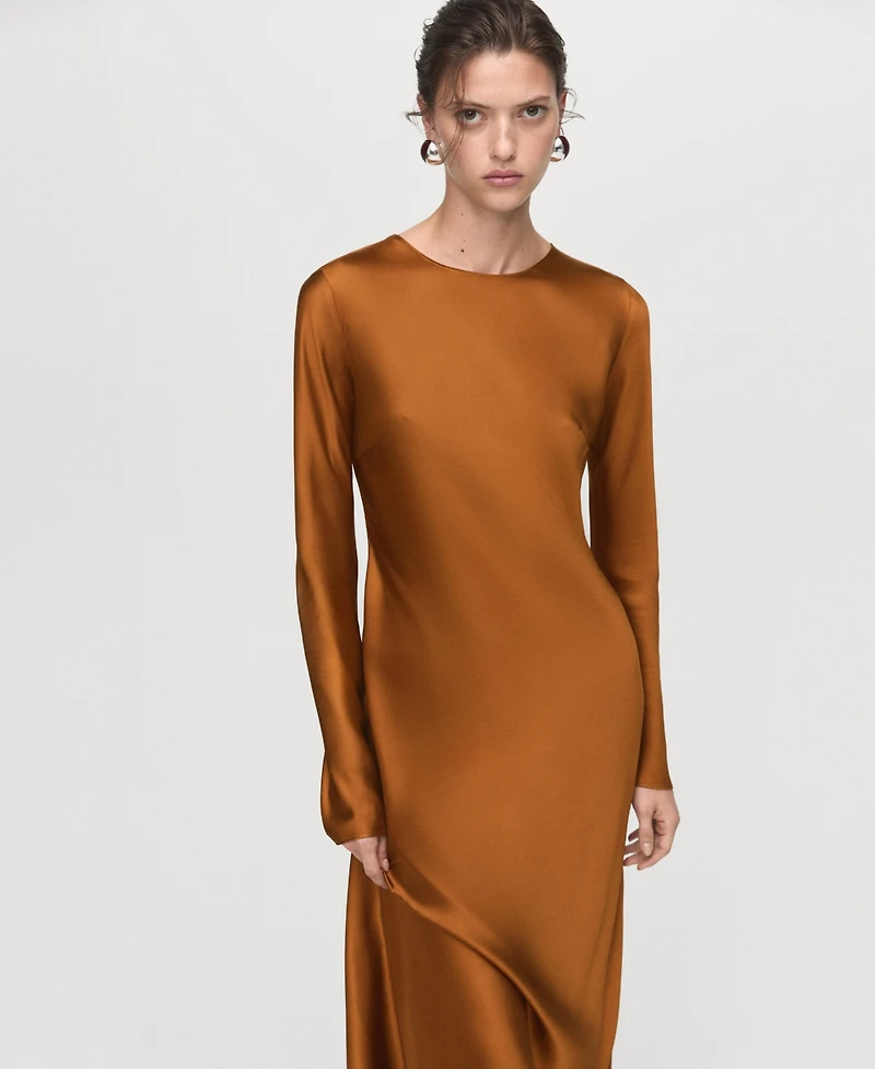 Mango Women's Long Satin Dress