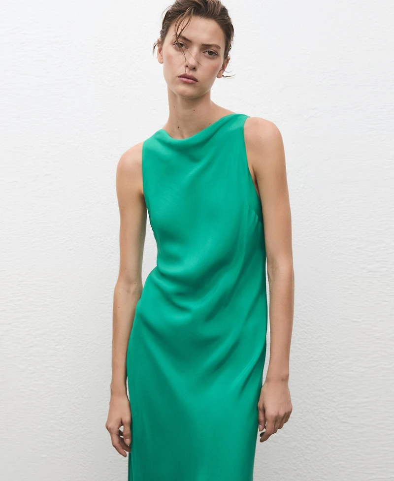 Mango Women's Long Satin Dress