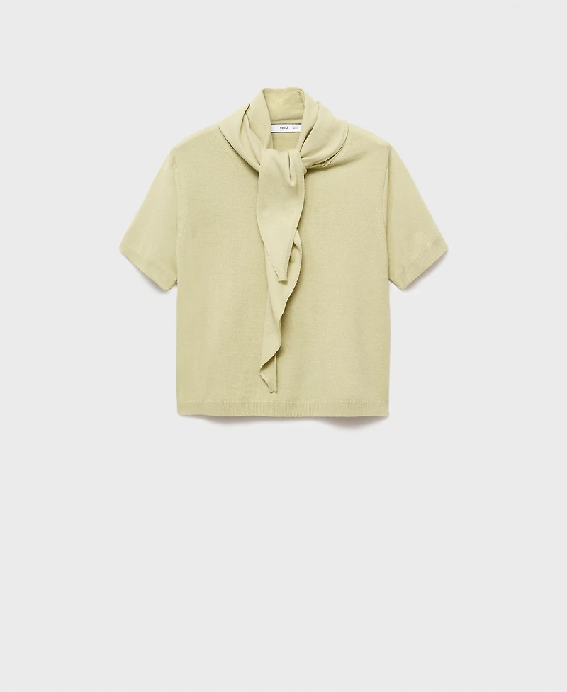 Mango Women's Short Sleeve Scarf Sweater