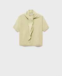 Mango Women's Short Sleeve Scarf Sweater
