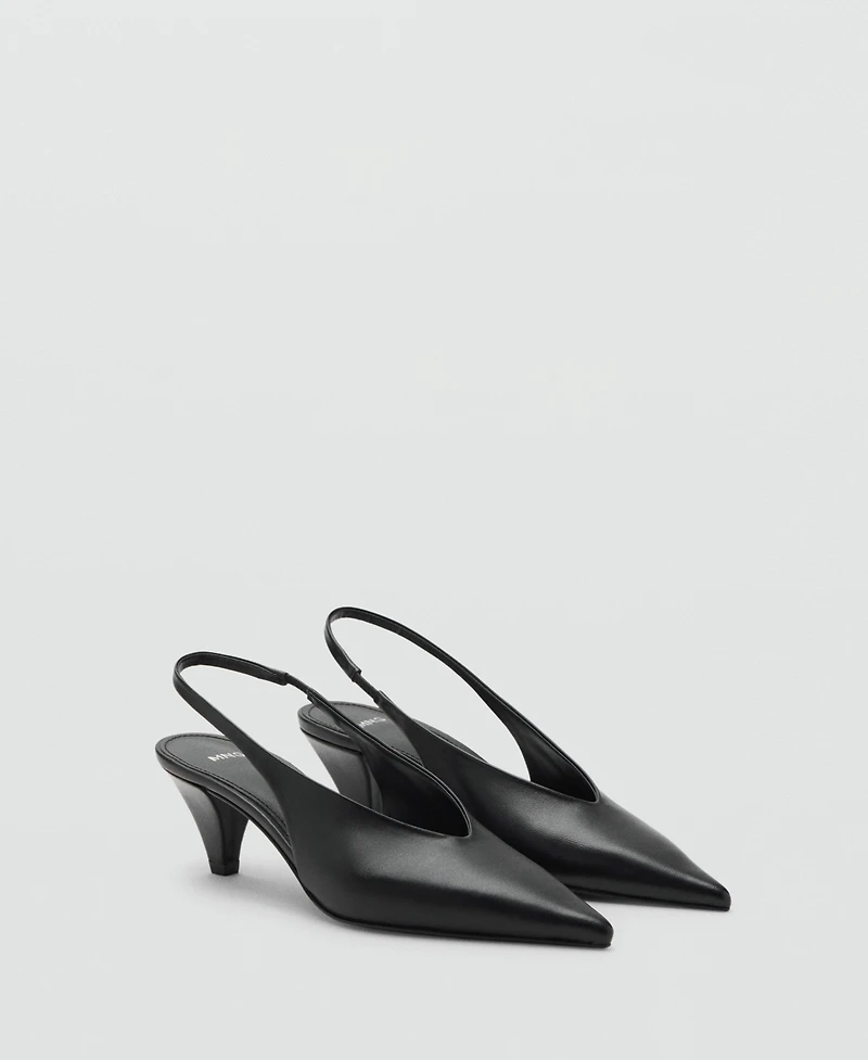 Mango Women's Pointed-Toe Leather Heeled Shoes