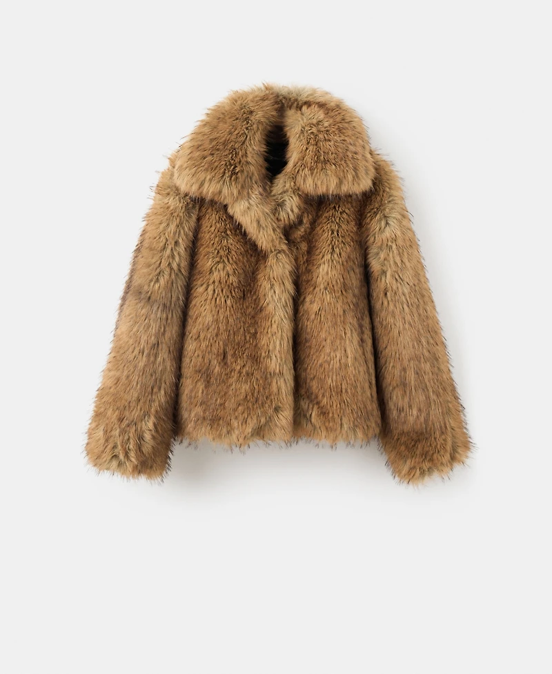 Mango Women's Lapels Fur-Effect Jacket