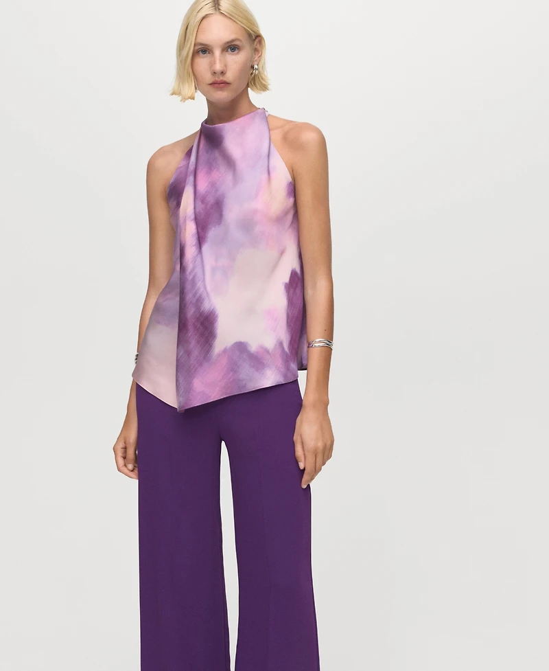 Mango Women's Satin Straight-Fit Pants