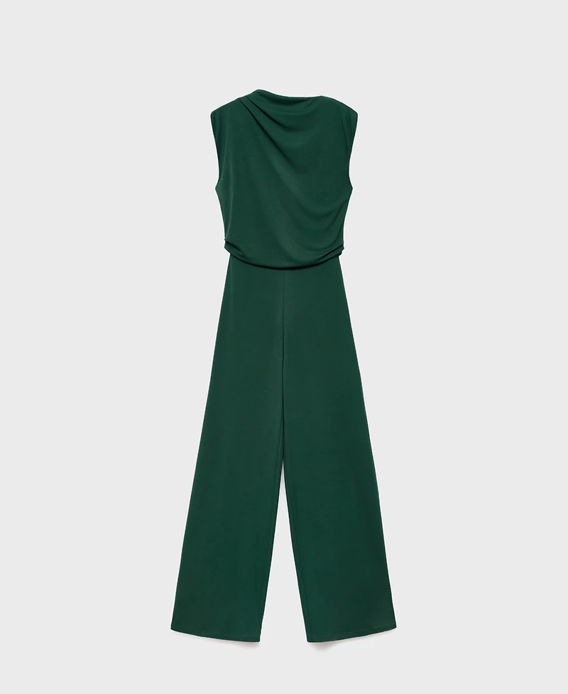 Mango Women's Draped Neckline Straight-Fit Jumpsuit