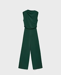 Mango Women's Draped Neckline Straight-Fit Jumpsuit