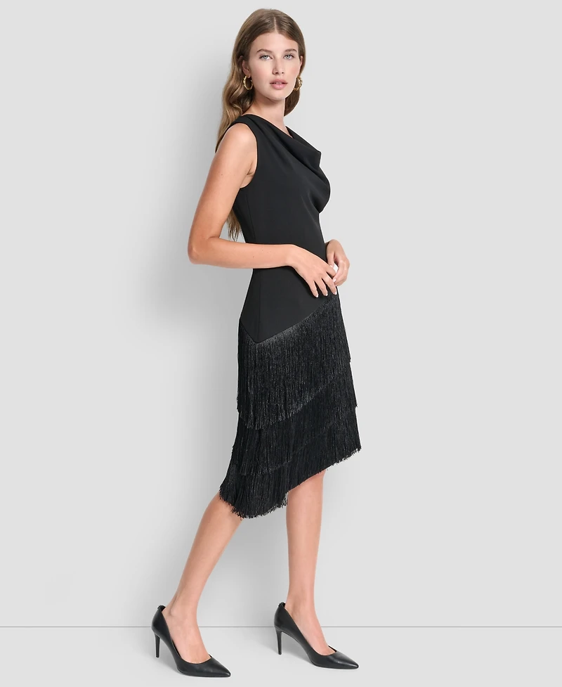Dkny Women's Cowl Neck High-Low Tiered A-line Dress
