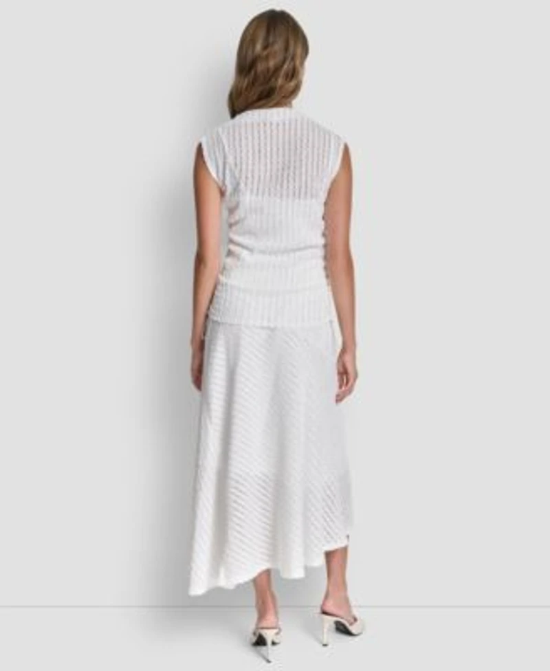Dkny Womens Sleeveless Open Textured Top Textured A Line Pull On Skirt