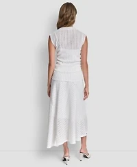 Dkny Womens Sleeveless Open Textured Top Textured A Line Pull On Skirt