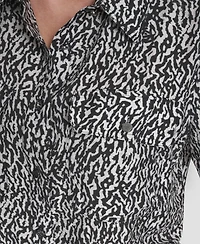 Dkny Women's Printed Camp Short Sleeve Shirt