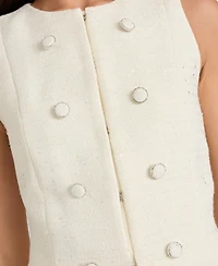 Tahari Asl Women's Collarless Cropped Boucle Vest