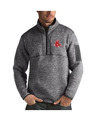 Antigua Men's Heathered Charcoal Boston Red Sox Fortune Half-Zip Sweatshirt