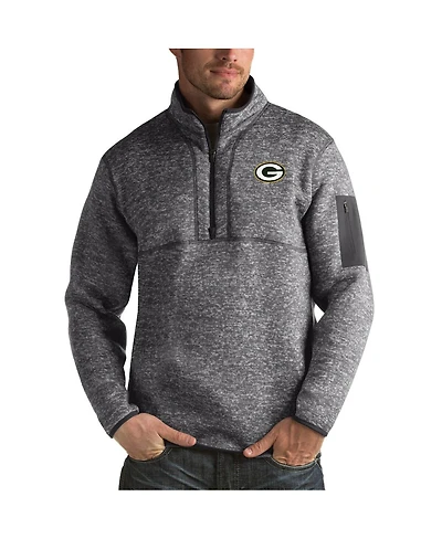 Antigua Men's Charcoal Green Bay Packers Fortune Big Tall Quarter-Zip Pullover Sweatshirt