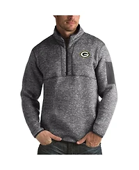 Antigua Men's Charcoal Green Bay Packers Fortune Big Tall Quarter-Zip Pullover Sweatshirt