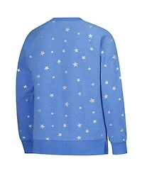 Wes & Willy Big Girls Light Blue North Carolina Tar Heels Shimmer Star Reverse Sweatshirt