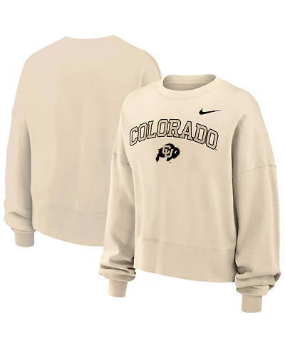 Nike Women's Natural Colorado Buffaloes Phoenix Fleece Oversized Cropped Sweatshirt
