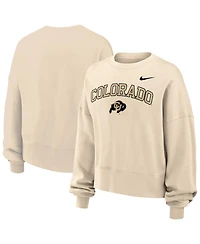 Nike Women's Natural Colorado Buffaloes Phoenix Fleece Oversized Cropped Sweatshirt