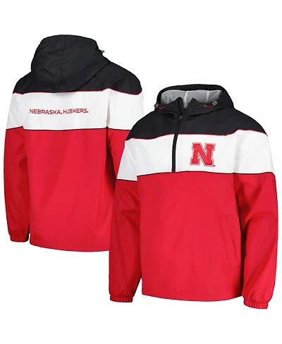 G-iii Sports by Carl Banks Men's Scarlet Nebraska Huskers Center Line Half-Zip Raglan Hoodie Sweatshirt