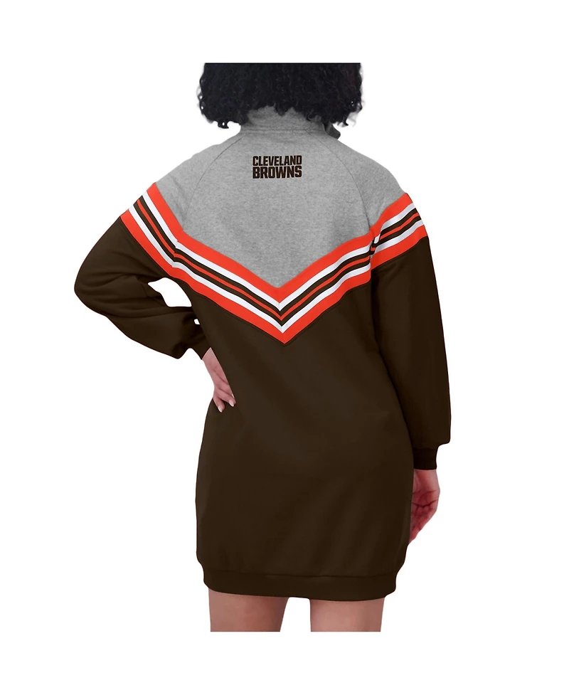 Wear by Erin Andrews Women's Brown/Heather Gray Cleveland Browns Chevron Stripe Dress