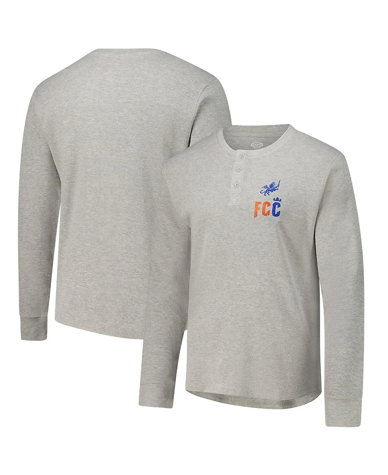 Concepts Sport Men's Gray Fc Cincinnati Region Thermal Knit Henley Long Sleeve Sweatshirt