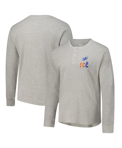 Concepts Sport Men's Gray Fc Cincinnati Region Thermal Knit Henley Long Sleeve Sweatshirt