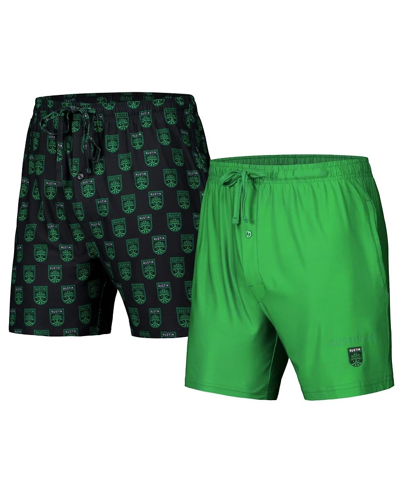 Concepts Sport Men's 2-Pack Black/Kelly Green Austin Fc Record Shorts Set