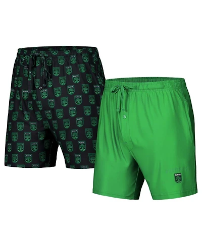 Concepts Sport Men's 2-Pack Black/Kelly Green Austin Fc Record Shorts Set